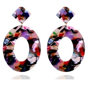 Boho acrylic multicolor tortoise shell earrings..N